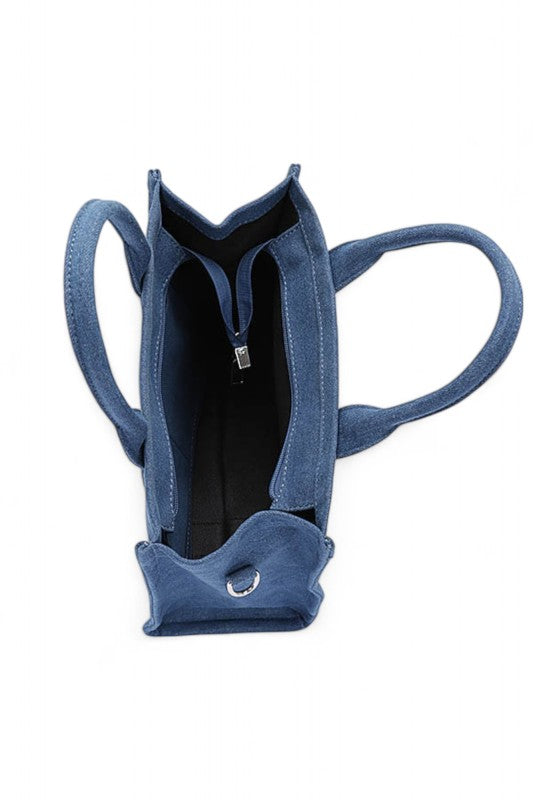 Denim Convertible Small Tote Bag