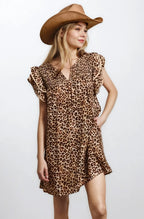 Desert Muse Leopard Ruffle Dress