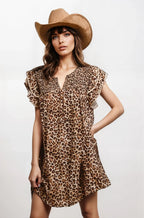 Desert Muse Leopard Ruffle Dress