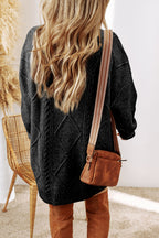Cable Knit Sweater Dress in Black