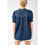 Mineral Washed Denim Top