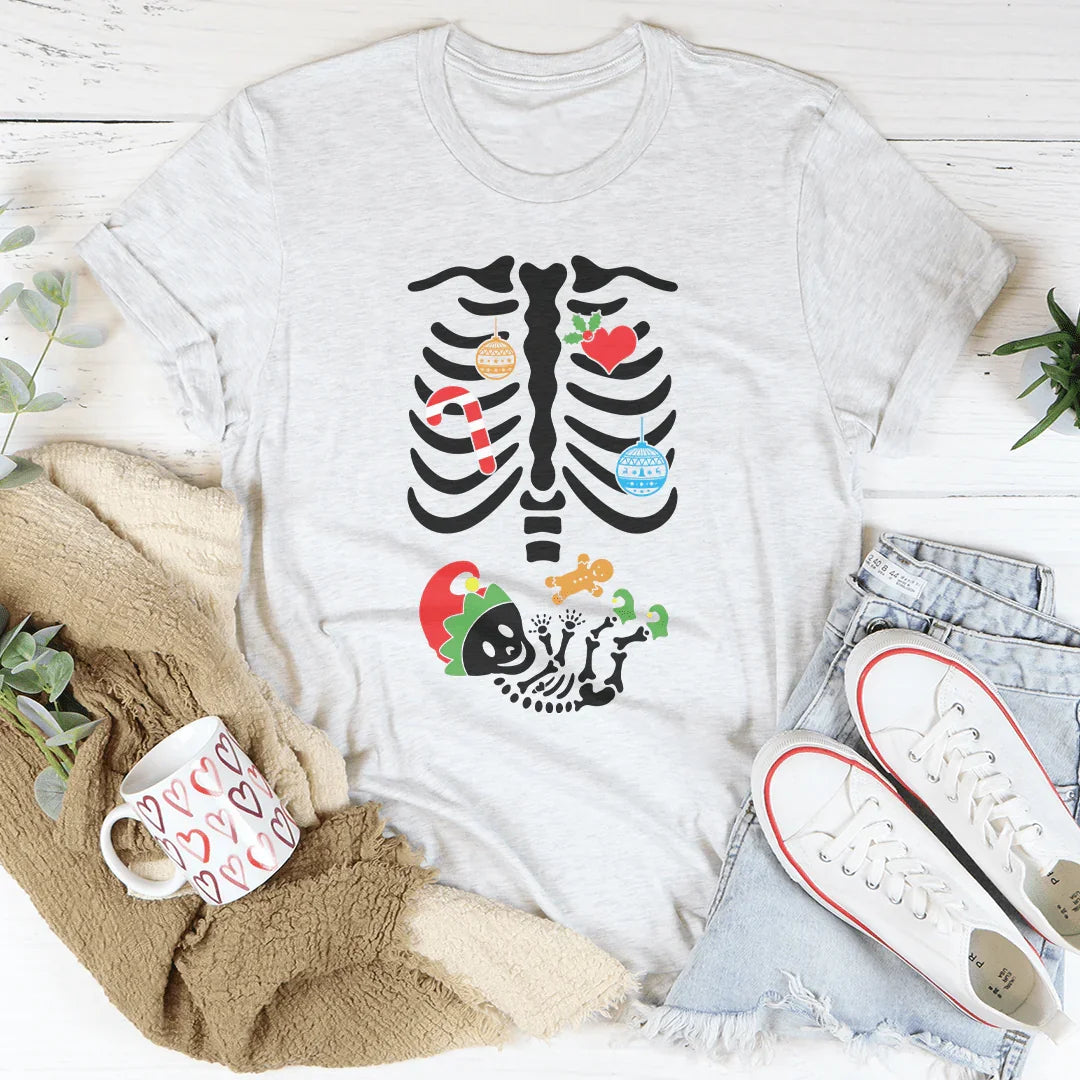 Christmas Pregnant Skeleton Tee