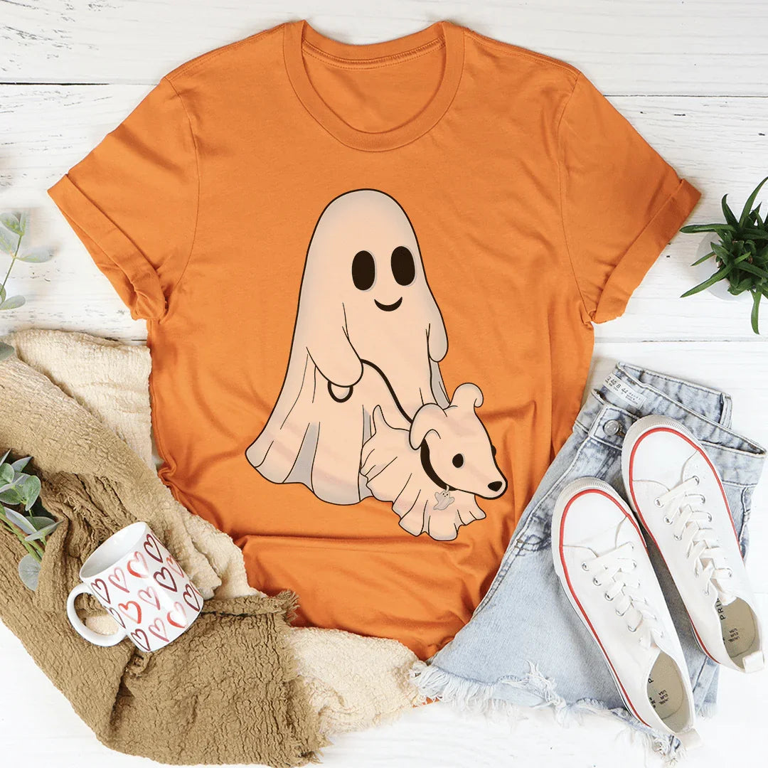 Cute Ghost Walking Dog Tee