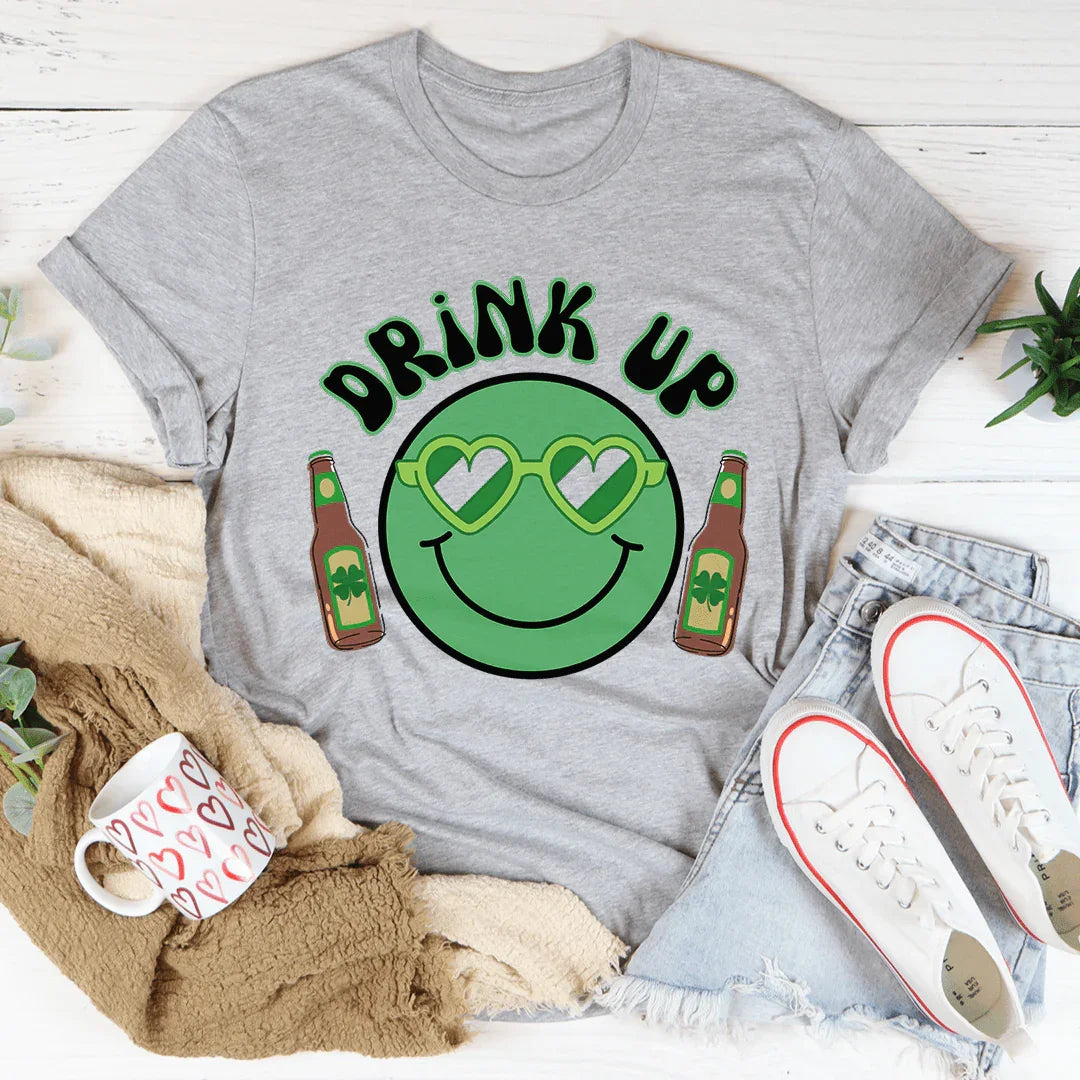 Drink Up Smiley St. Patricks Tee