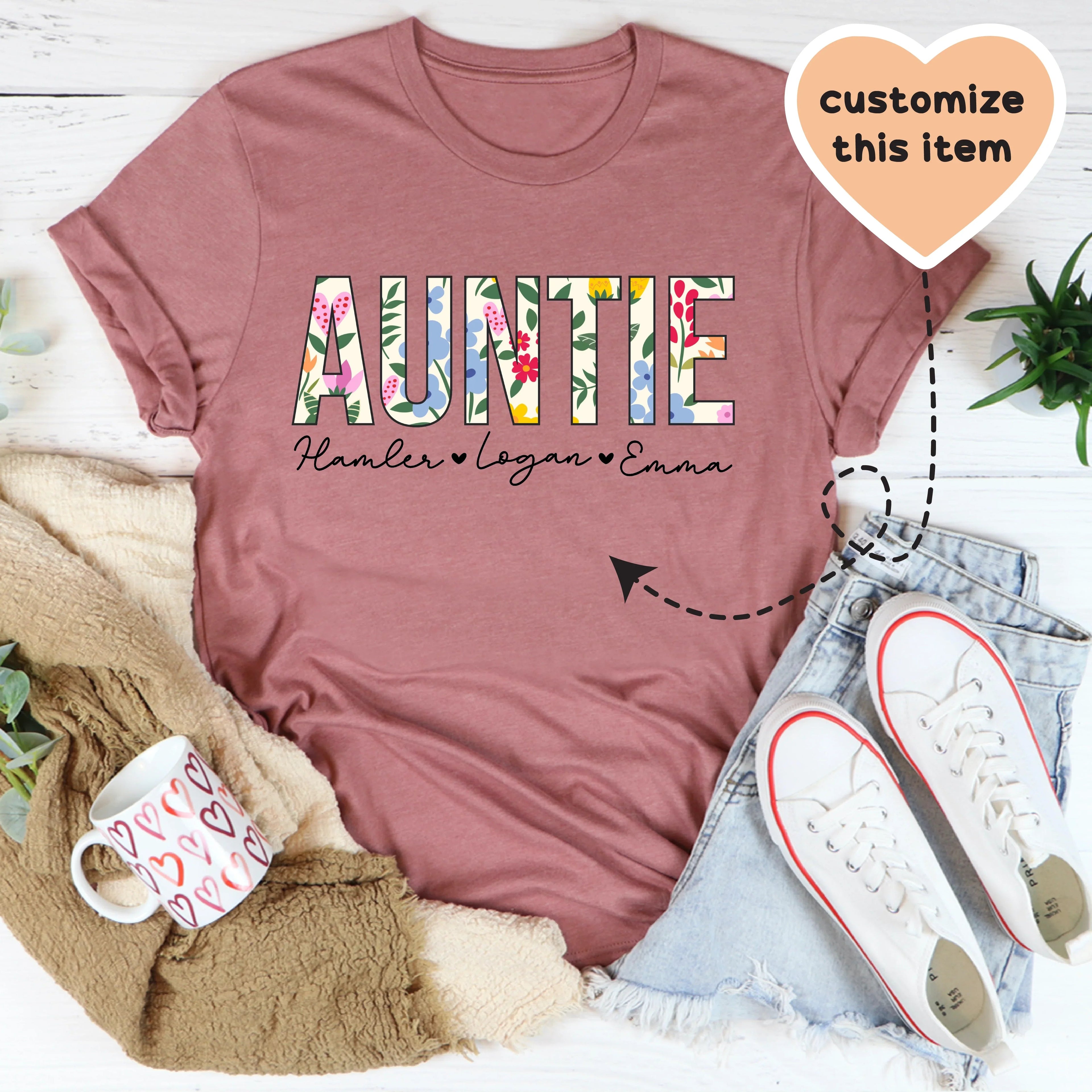 Floral Auntie Custom Tee