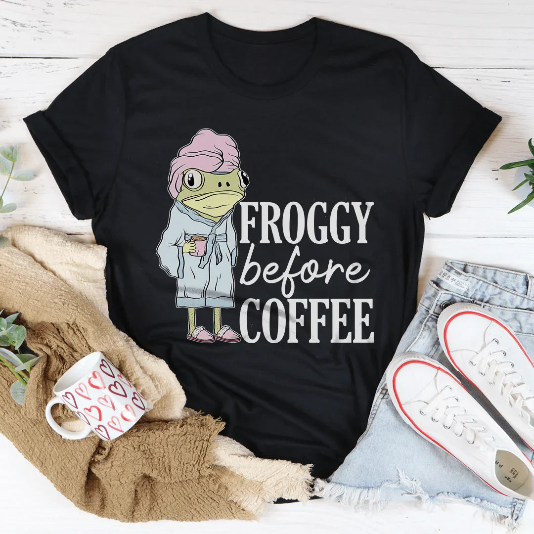Froggy Before Coffee Tee