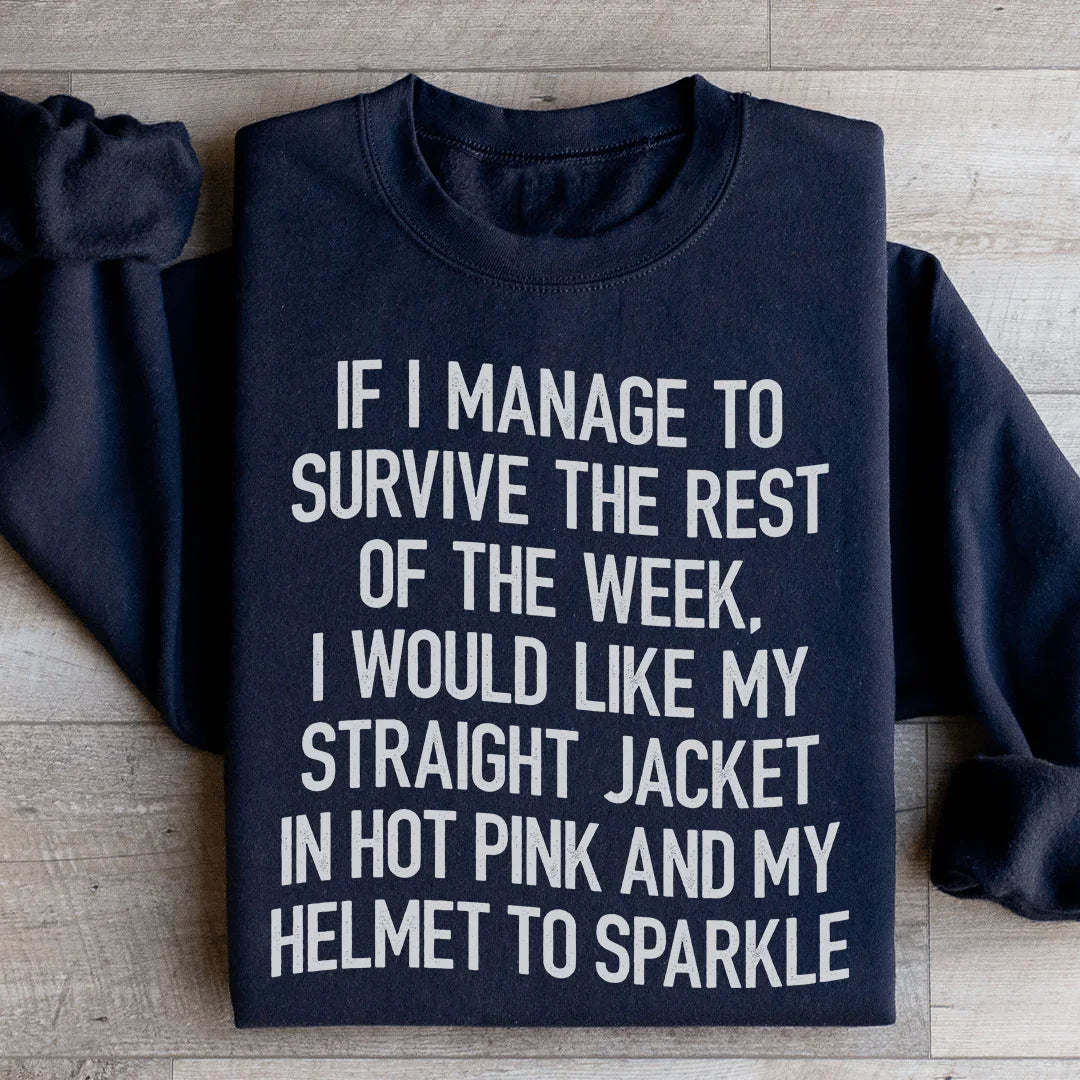 I Would Like My Straight Jacket In Hot Pink & My Helmet To Sparkle Sweatshirt