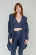 Cozy Comfort  Zip Up Hoodie Jacket  Teal Navy