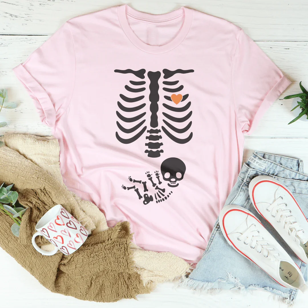 Pregnant Skeleton Baby Boy Tee