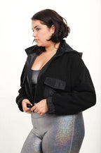 CURVY Sherpa Dreams Cropped Hooded Jacket