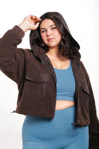 CURVY Sherpa Dreams Cropped Hooded Jacket