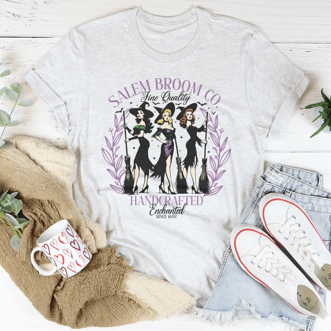 Salem Broom Co Fine Quality Handcrafted Enchanted Since 1692 Tee