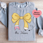 Teacher Personalized Bow Pencil Sweatshirt with Name